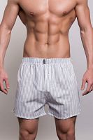 Белые мужские трусы-шорты в тонкую полоску