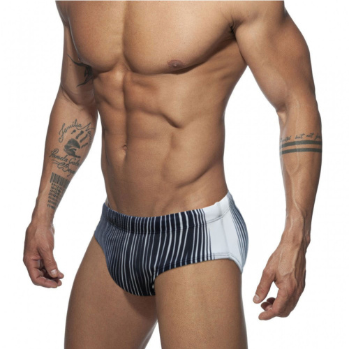 Серые мужские плавки с закрученными полосками фото 2