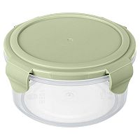 Контейнер для продуктов «Смарт Лок» с крышкой для СВЧ;полипроп.;0,55л;D=136,H=70мм;прозр.,олив.