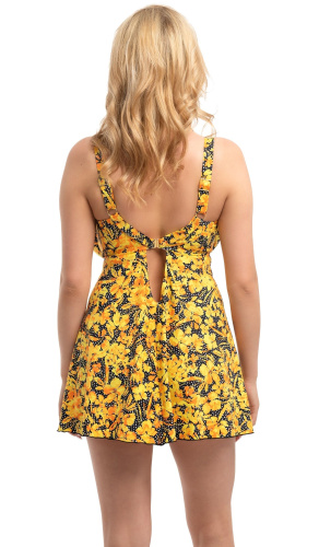 Жёлтый пляжный топ-танкини с цветочным принтом фото 3