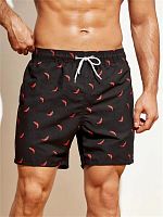 Черные пляжные шорты с перчиками чили