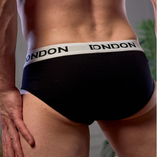 Черные хлопковые мужские трусы-брифы фото 2