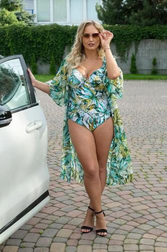 Слитный купальник с эффектным тропическим узором фото 4