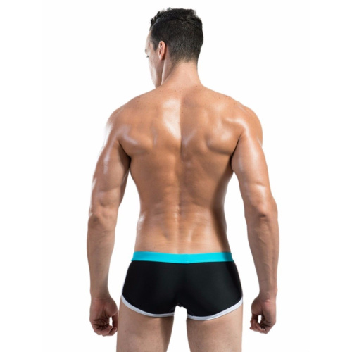 Стильные черные мужские плавки с контрастным поясом фото 2