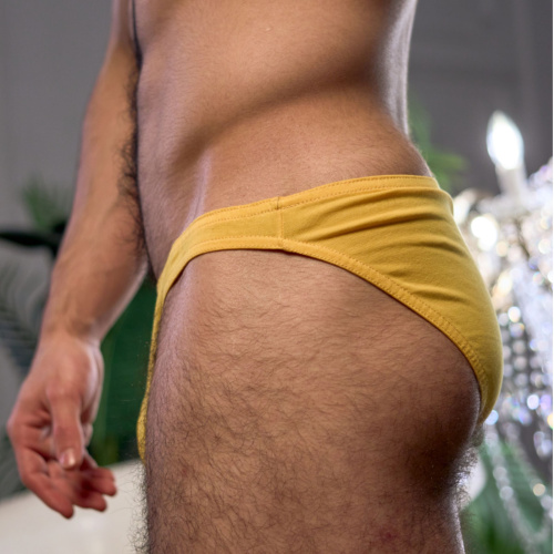 Желтые хлопковые трусы-слипы фото 2