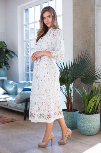 Длинный халат Daisy из нежного принтованного хлопка фото 2