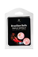 Набор из 2 шариков с массажным маслом Brazilian Balls с тройным эффектом