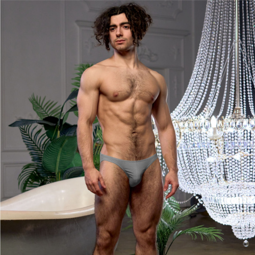 Серые меланжевые хлопковые трусы-слипы фото 3