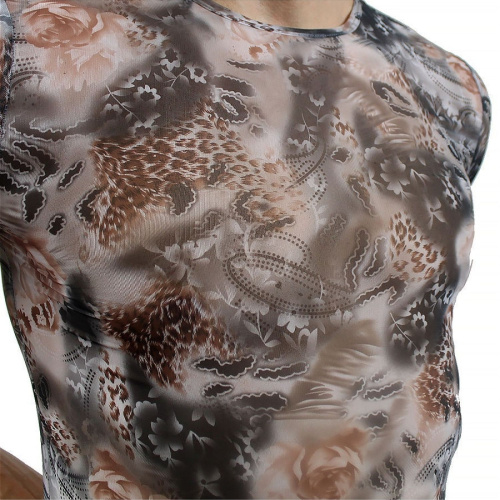 Облегающая серая мужская футболка Leopard с принтом фото 2