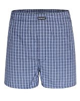 Синие хлопковые трусы-боксеры +size в клетку