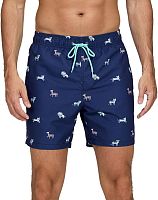 Темно-синие пляжные шорты с принтом в виде зверушек