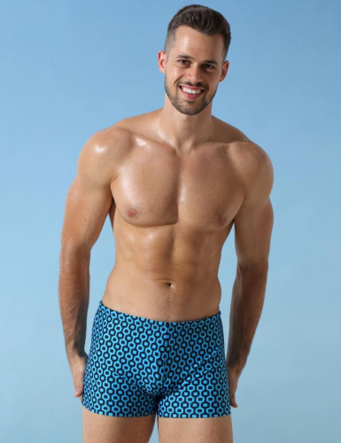 Мужские пляжные боксеры с геометрическим принтом фото 2