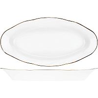 Селедочница «Голубка»;фарфор;,L=25,B=12,5см;белый,золотой