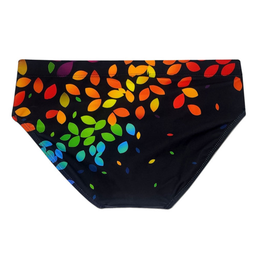 Черные мужские плавки с цветными листиками фото 6