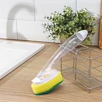 Поролоновая губка для посуды с дозатором и абзазивным покрытием (23х8х6 см)