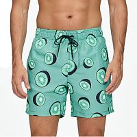 Зеленые мужские шорты с принтом в виде киви
