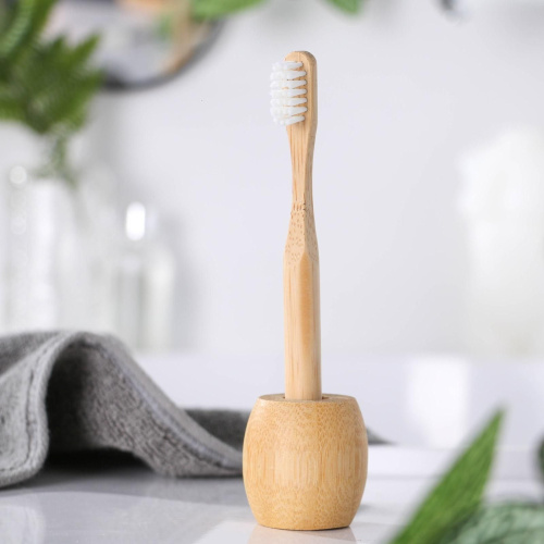 Бамбуковая зубная щётка с подставкой «Белые грезы» фото 2