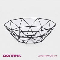 Фруктовница Доляна «Геометрия», 26×26×8 см, цвет чёрный