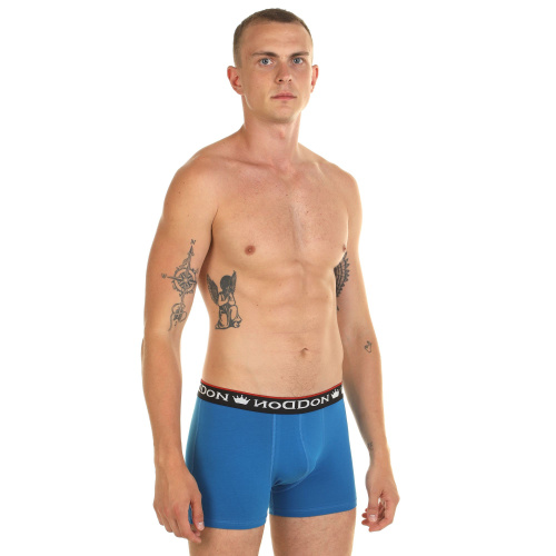 Синие мужские трусы-боксеры с пришивной брендированной резинкой фото 2