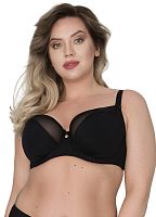 Бюстгальтер на косточках с гладкой чашкой +size из микрофибры и сетки