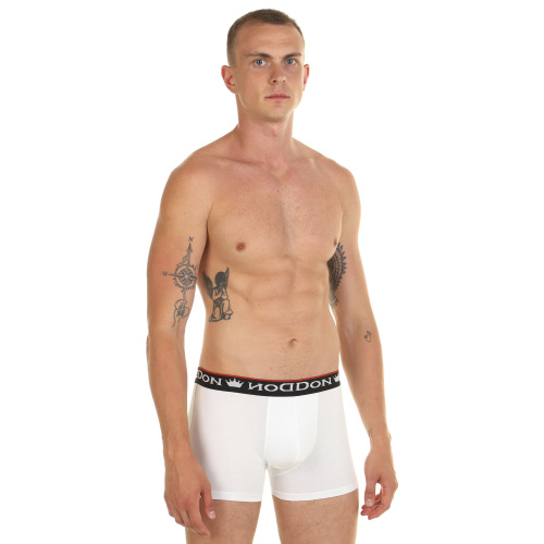Белые мужские трусы-боксеры с пришивной брендированной резинкой фото 2
