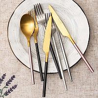 Вилка столовая «Стил Блэк Сильвер Мэтт»;сталь нерж.;,L=220,B=27мм;черный,серебрист.