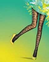 Тонкие женственные колготки с рисунком в виде роз