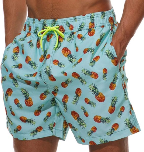 Голубые пляжные шорты с ананасами фото 2