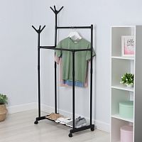 Черная двойная напольная вешалка для одежды и обуви LaDоm (80х42х156 см)