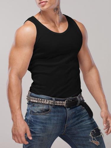 Уютная мужская майка в мелкий рубчик фото 7