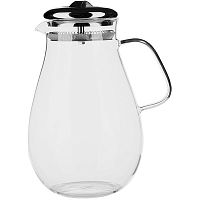 Кувшин термостойкий с крышкой и стрейнером;стекло,металл;1,8л;D=14,5,H=22,L=11,7см;прозр.