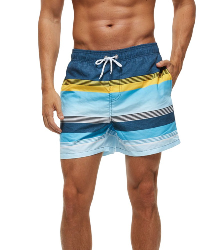 Сине-голубые пляжные шорты в полоску фото 5