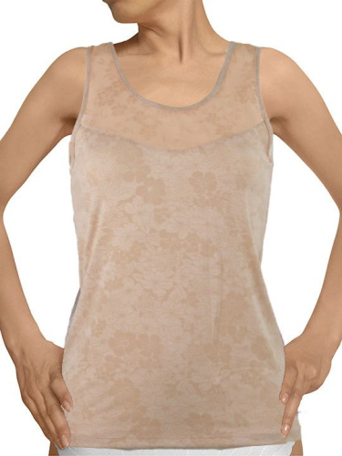 Женская майка на широких бретелях с цветочным принтом фото 2