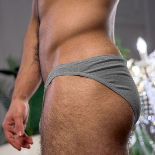 Серые меланжевые хлопковые трусы-слипы фото 2