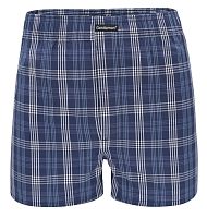 Синие хлопковые трусы-боксеры в клеточку