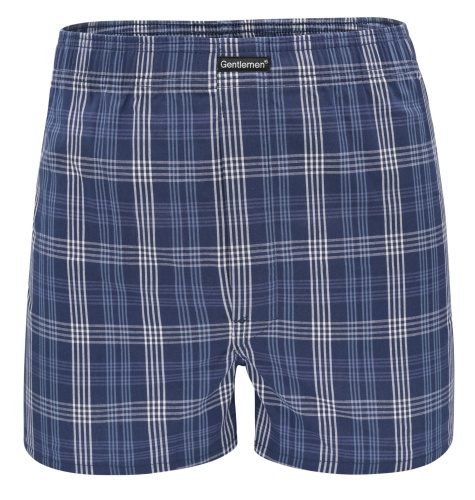 Синие хлопковые трусы-боксеры в клеточку