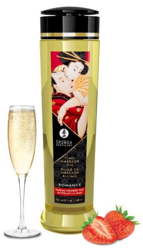 Массажное масло с ароматом клубники и шампанского Romance - 240 мл. фото 2