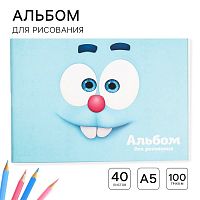 Альбом для рисования А5, 40 листов 100 г/м², на скрепке, Смешарики