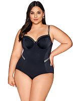 Совместный купальник с лифом на косточках и серебристой отделкой