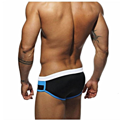 Черные мужские плавки с контрастными полосами на поясе фото 3