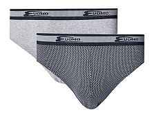Набор из 2 трусов-слип - серый меланж и черный набивной