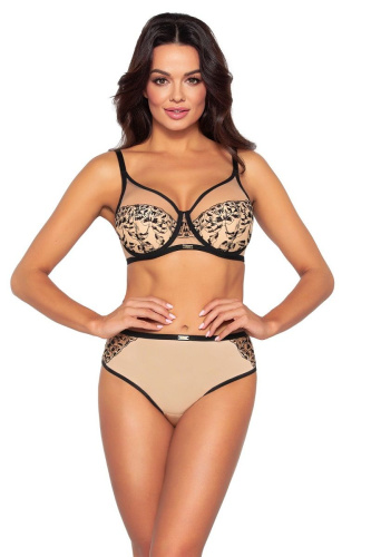 Бюстгальтер +size с шитыми чашками на косточках и контрастной вышивкой фото 2