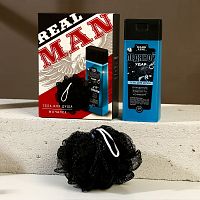 Подарочный набор Real Man: гель для душа с ароматом свежести и мочалка