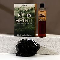 Подарочный набор Wild Spirit: гель для душа с древесным ароматом и мочалка