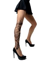 Колготки +size с имитацией тату в виде змеи