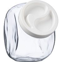 Банка круглая с крышкой «Бэлла»;стекло,пластик;2л;D=10,5,H=17см;прозр.,белый