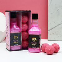 Подарочный набор Keep Calm And Think Pink: гель для душа и 4 бомбочки для ванны