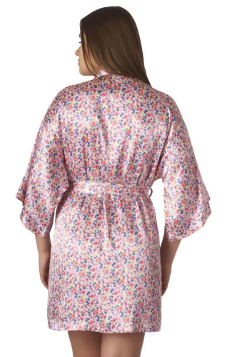 Короткий халат-кимоно с цветочным рисунком фото 2